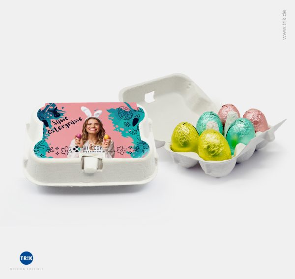 Bunte Schoko-Eier im Karton